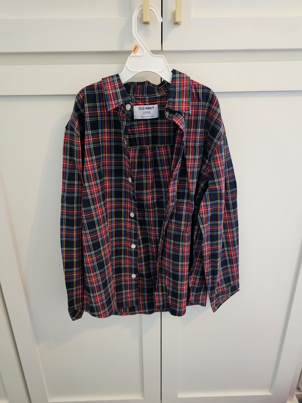 Old Navy Navy and Red Plaid Button-Down Shirt for Kids